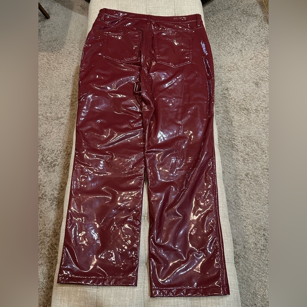 Social Tourist Faux Leather Deep Red Pants - WOMEN’S SIZE 16R (33W) - NWOT - Picture 4 of 13